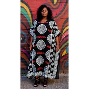 Floral Printed Women Plus Size Summer Cover Up Kaftan Maxi Dress by Gypsie Blu